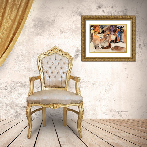 The Death of Nana Gold Ornate Wood Framed Art Print with Double Matting by Demuth, Charles