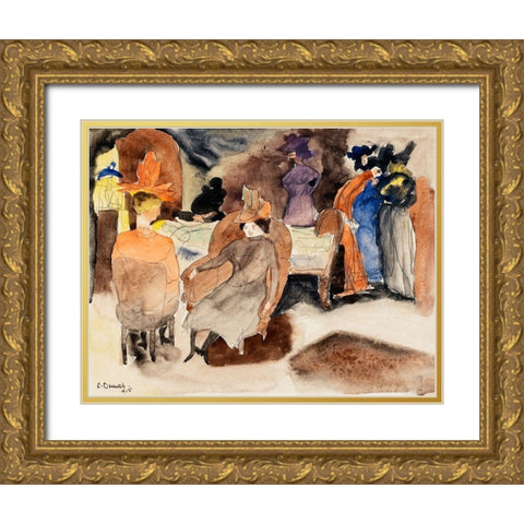 The Death of Nana Gold Ornate Wood Framed Art Print with Double Matting by Demuth, Charles