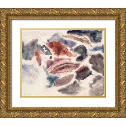 Fish Series-No. 2 Gold Ornate Wood Framed Art Print with Double Matting by Demuth, Charles