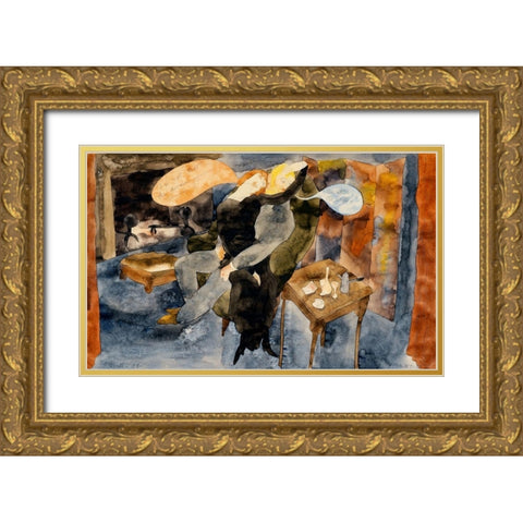 Lula and Alva SchÃ¶n Gold Ornate Wood Framed Art Print with Double Matting by Demuth, Charles