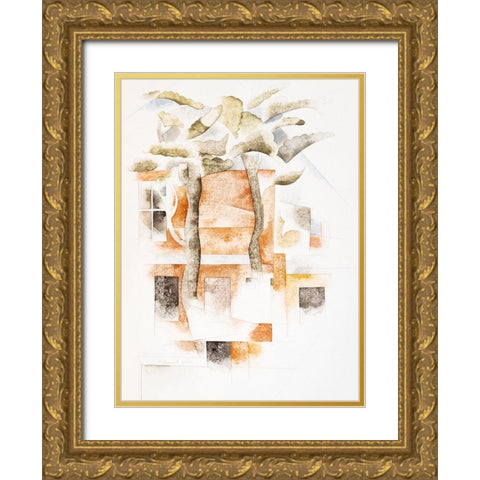 Bermuda-Houses Seen Through Trees Gold Ornate Wood Framed Art Print with Double Matting by Demuth, Charles