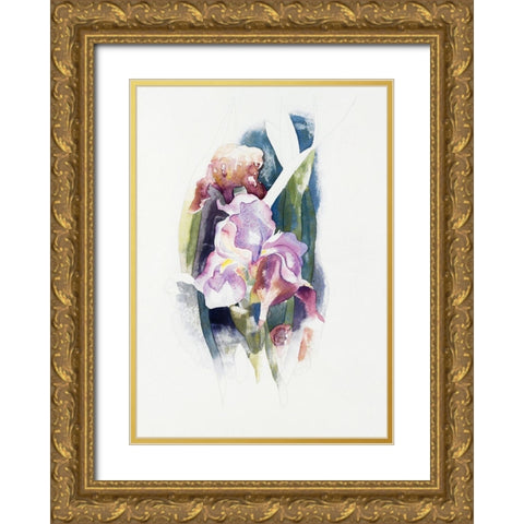 Purple Iris Gold Ornate Wood Framed Art Print with Double Matting by Demuth, Charles