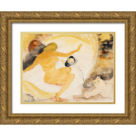 Nana and Count Muffat Gold Ornate Wood Framed Art Print with Double Matting by Demuth, Charles