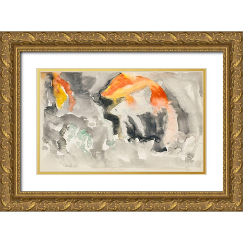 Fish Series-No. 5 Gold Ornate Wood Framed Art Print with Double Matting by Demuth, Charles