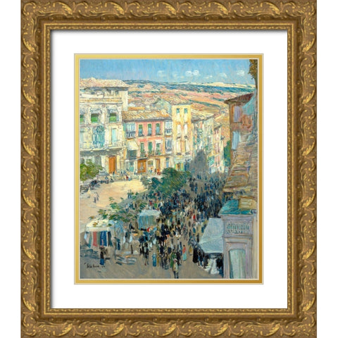 View of a Southern French City Gold Ornate Wood Framed Art Print with Double Matting by Hassam, Childe