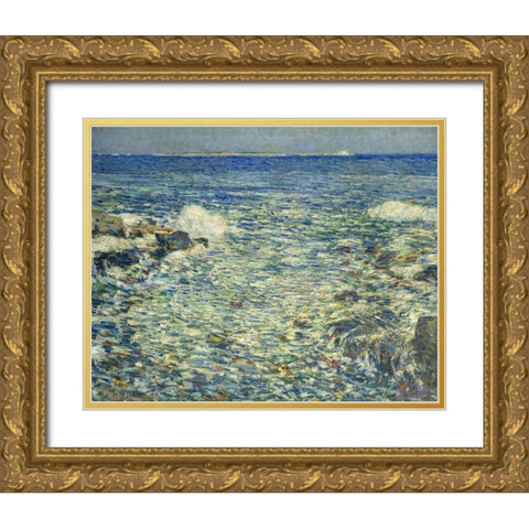 Surf-Isles of Shoals Gold Ornate Wood Framed Art Print with Double Matting by Hassam, Childe