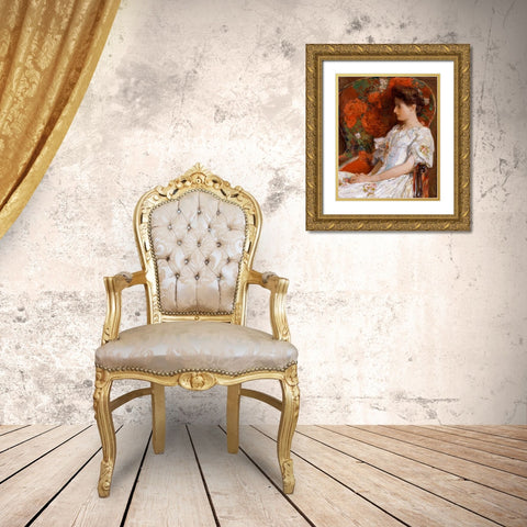 The Victorian Chair Gold Ornate Wood Framed Art Print with Double Matting by Hassam, Childe