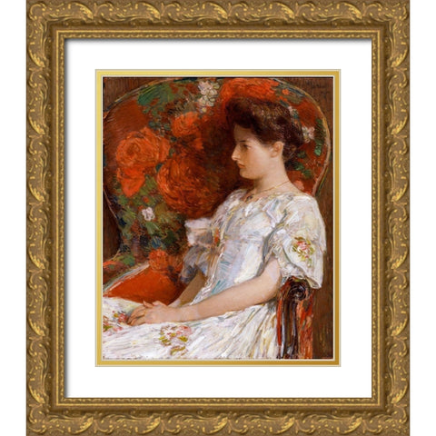 The Victorian Chair Gold Ornate Wood Framed Art Print with Double Matting by Hassam, Childe