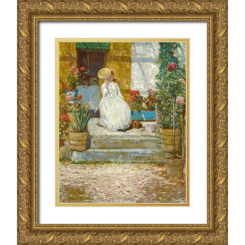 In the Sun Gold Ornate Wood Framed Art Print with Double Matting by Hassam, Childe