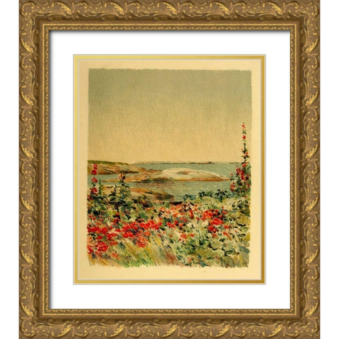 From the Doorway Gold Ornate Wood Framed Art Print with Double Matting by Hassam, Childe