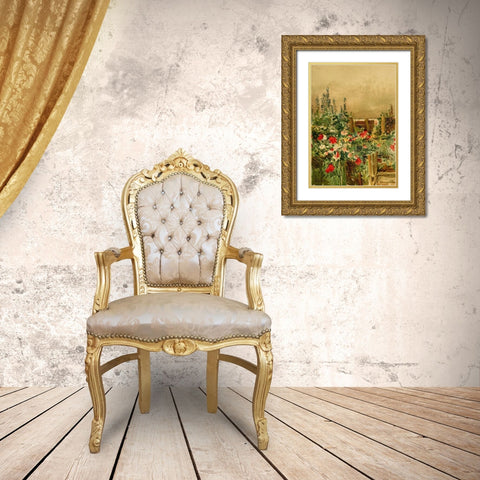 Home of the Hummingbird Gold Ornate Wood Framed Art Print with Double Matting by Hassam, Childe