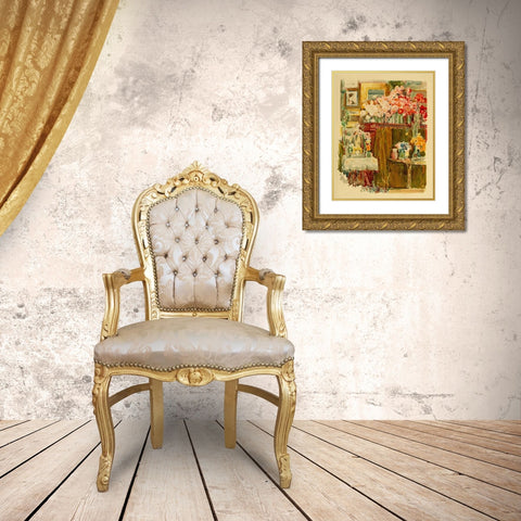 The Altar and Shrine Gold Ornate Wood Framed Art Print with Double Matting by Hassam, Childe