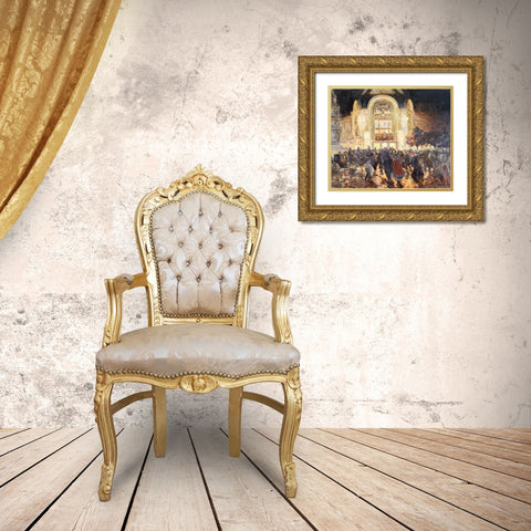 The Gaumont Palace cinema-place de Clichy Gold Ornate Wood Framed Art Print with Double Matting by Abel-Truchet, Louis