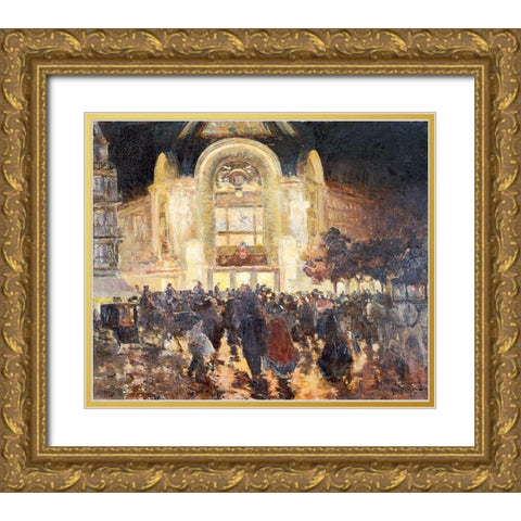 The Gaumont Palace cinema-place de Clichy Gold Ornate Wood Framed Art Print with Double Matting by Abel-Truchet, Louis