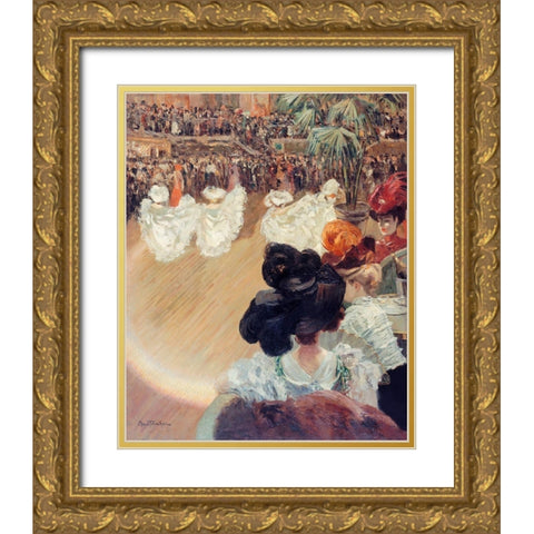 Quadrille at the Tabarin Ball Gold Ornate Wood Framed Art Print with Double Matting by Abel-Truchet, Louis