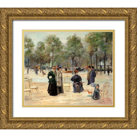 To the Champs Elysees Gold Ornate Wood Framed Art Print with Double Matting by Abel-Truchet, Louis
