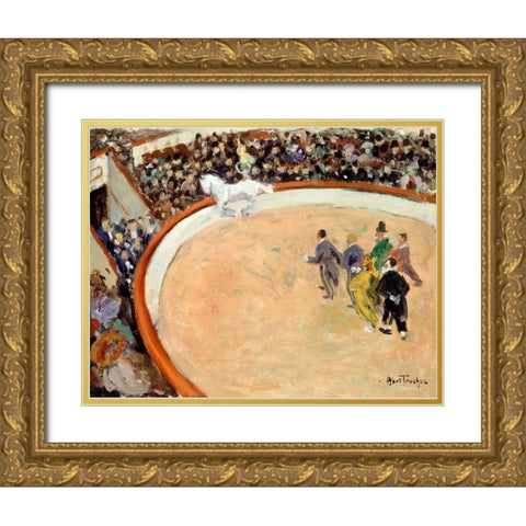 The Medrano circus-boulevard Rochechouard Gold Ornate Wood Framed Art Print with Double Matting by Abel-Truchet, Louis
