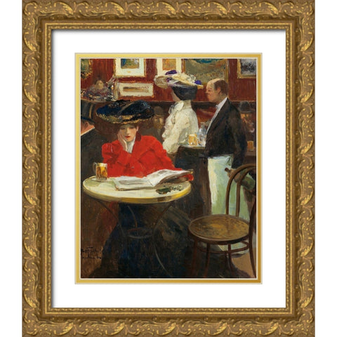 Le Lapin Agile-Montmartre Gold Ornate Wood Framed Art Print with Double Matting by Abel-Truchet, Louis