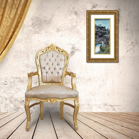 Moon at Sekiguchi Gold Ornate Wood Framed Art Print with Double Matting by Takahashi, Hiroaki