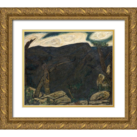 The Dark Mountain-No 2 Gold Ornate Wood Framed Art Print with Double Matting by Hartley, Marsden