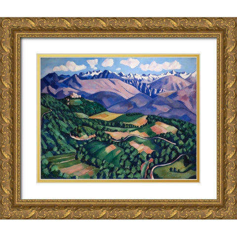 Purple Mountains-Vence Gold Ornate Wood Framed Art Print with Double Matting by Hartley, Marsden