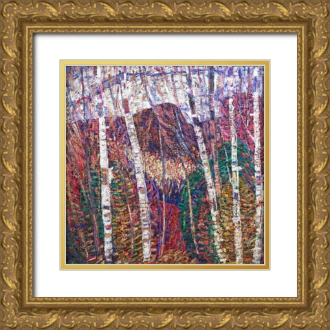 White Birches Gold Ornate Wood Framed Art Print with Double Matting by Hartley, Marsden