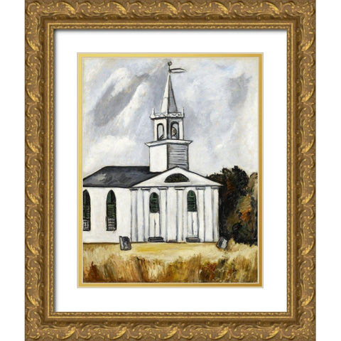 Church at Head Tide Gold Ornate Wood Framed Art Print with Double Matting by Hartley, Marsden