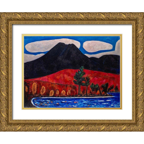 Mt Katahdin-Maine-Autumn Gold Ornate Wood Framed Art Print with Double Matting by Hartley, Marsden