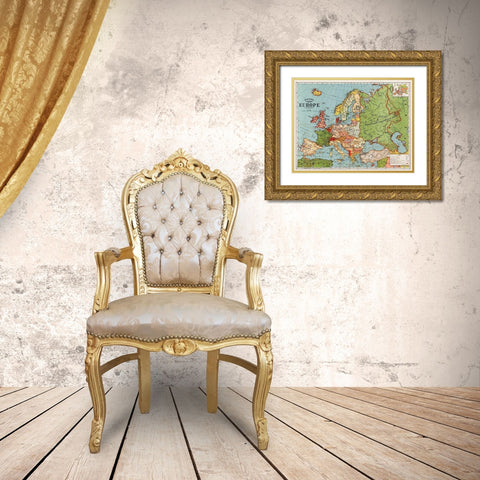 Bacons standard map of Europe Gold Ornate Wood Framed Art Print with Double Matting by Bacon, George Washington