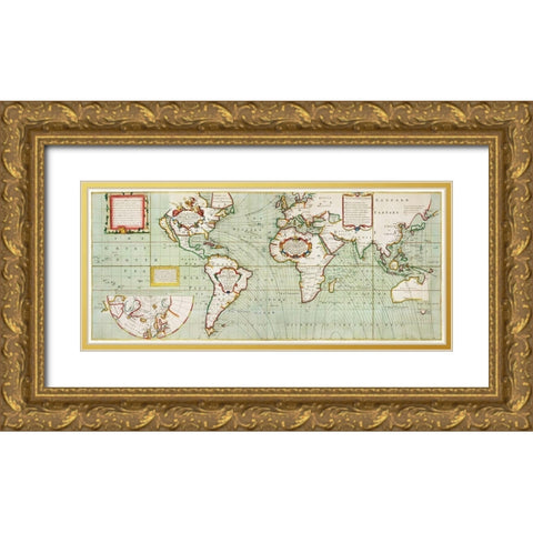 Nova and accuratissima totius terrarum Anno 1700 Gold Ornate Wood Framed Art Print with Double Matting by Thornton, Samuel
