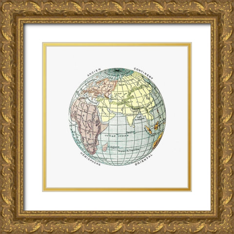 World atlas from The Practical Teaching of Geography 1878 Gold Ornate Wood Framed Art Print with Double Matting by British Library
