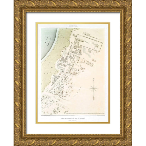 Plan of the ruins of Tell el Amarna 1878 Gold Ornate Wood Framed Art Print with Double Matting by d Avennes, Emile Prisse