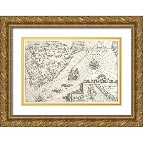 Map of the Cape of Good Hope Gold Ornate Wood Framed Art Print with Double Matting by Vintage Maps