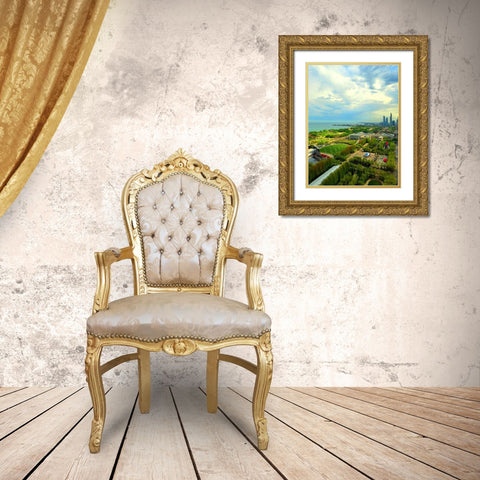 Chicago Sky Gold Ornate Wood Framed Art Print with Double Matting by Ghanooni, Sarah
