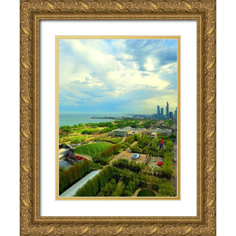 Chicago Sky Gold Ornate Wood Framed Art Print with Double Matting by Ghanooni, Sarah