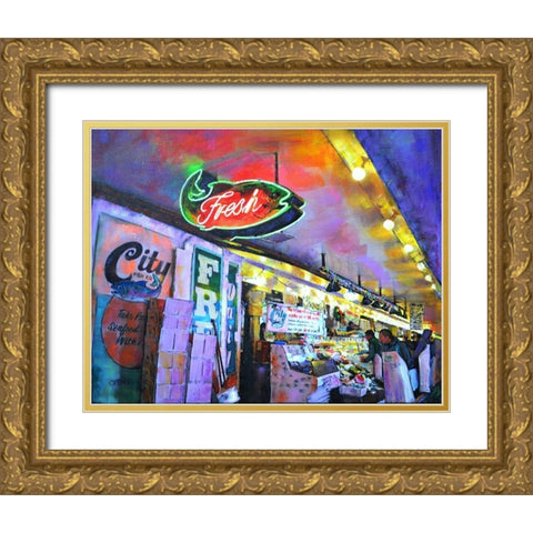 Fresh Fish Gold Ornate Wood Framed Art Print with Double Matting by Ghanooni, Sarah