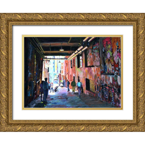 Grafitti Alley Gold Ornate Wood Framed Art Print with Double Matting by Ghanooni, Sarah