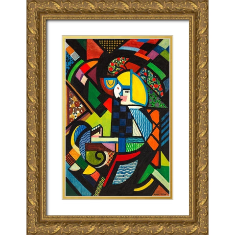 Daughter in a Rocker Gold Ornate Wood Framed Art Print with Double Matting by Sayen, Henry Lyman