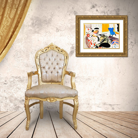 Calligraphic Interior Gold Ornate Wood Framed Art Print with Double Matting by Sayen, Henry Lyman