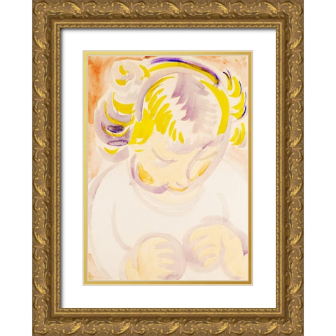 The Artists Daughter Gold Ornate Wood Framed Art Print with Double Matting by Sayen, Henry Lyman