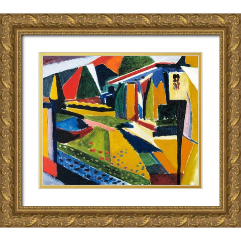 Abstract Landscape Gold Ornate Wood Framed Art Print with Double Matting by Sayen, Henry Lyman