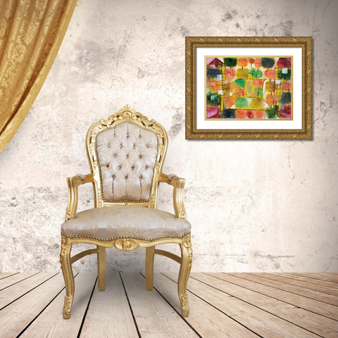 Tree and Architecture-Rhythms Gold Ornate Wood Framed Art Print with Double Matting by Klee, Paul