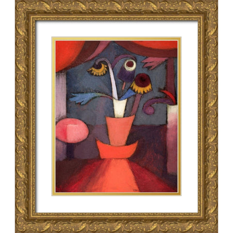 Autumn Flower Gold Ornate Wood Framed Art Print with Double Matting by Klee, Paul