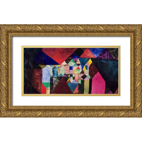 Municipal Jewel Gold Ornate Wood Framed Art Print with Double Matting by Klee, Paul