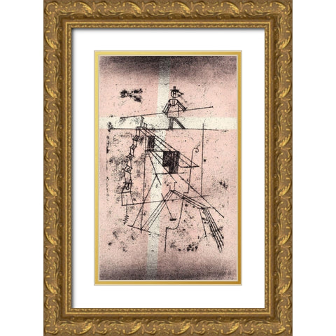 The Tight Rope Walker Gold Ornate Wood Framed Art Print with Double Matting by Klee, Paul
