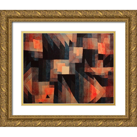 Abstract 1921 Gold Ornate Wood Framed Art Print with Double Matting by Klee, Paul