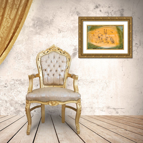 Abstract Trio 1923 Gold Ornate Wood Framed Art Print with Double Matting by Klee, Paul