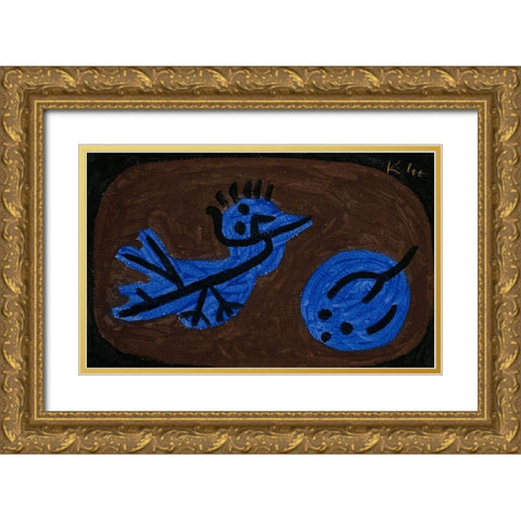 Blue Bird Pumpkin 1939 Gold Ornate Wood Framed Art Print with Double Matting by Klee, Paul