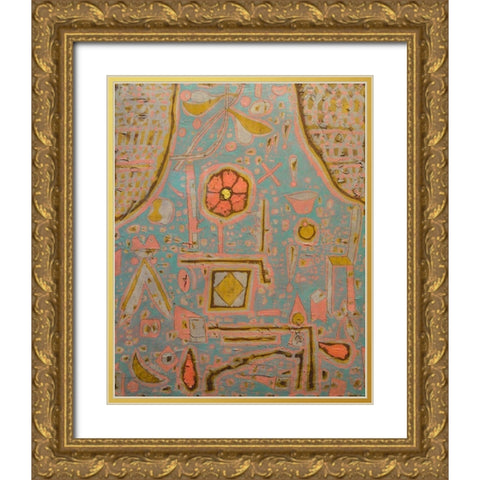 Efflorescence 1937 Gold Ornate Wood Framed Art Print with Double Matting by Klee, Paul