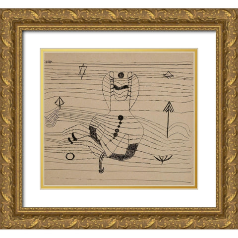 Rider Unhorsed and Bewitched Gold Ornate Wood Framed Art Print with Double Matting by Klee, Paul